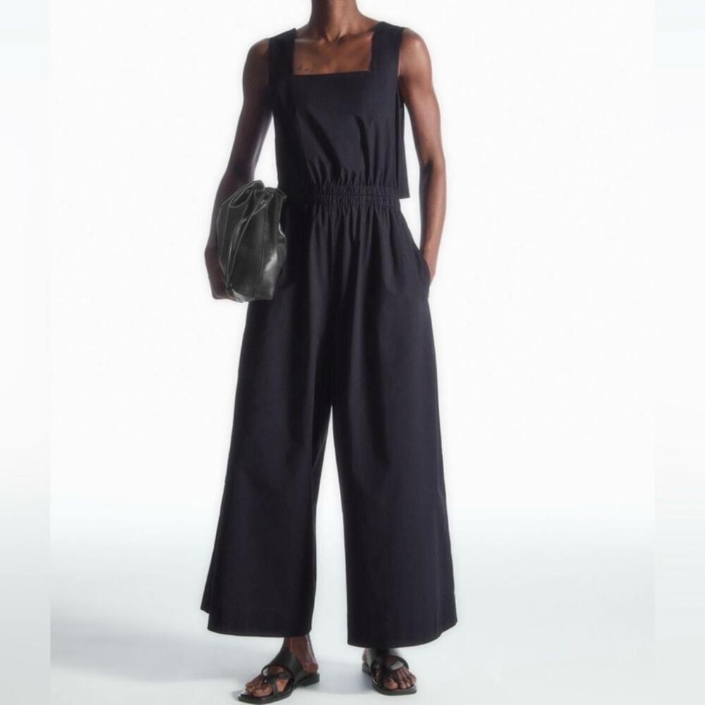 COS Black Wide-Leg Square-Neck Jumpsuit